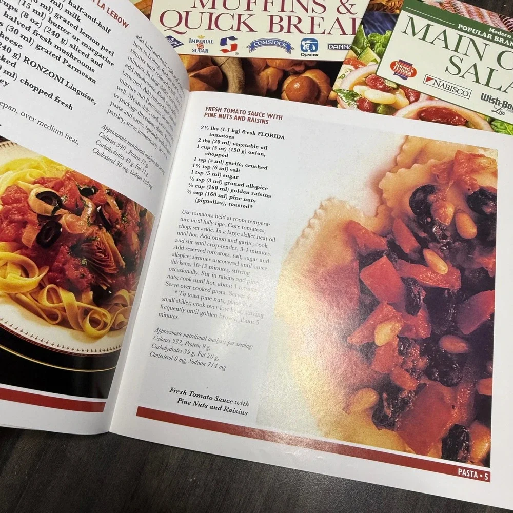 Lot of 3 Cookbooks Pasta Salads‎ Muffins Quick Breads Recipes Modern Publishing